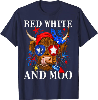 Heifer Patriotic Cow Usa Flag Red White and Moo Funny 4th T-Shirt