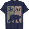 Bear Periodic Chemistry Elements Retro Arctophile Bear Periodic Table Elements Grizzly Bear Vintage Arctophile T-Shirt - Navy Blue