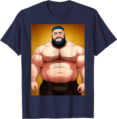 Handsome Shirtless Daddy Bear Anime Manga Bara Style Gay T-Shirt