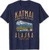 WILDLIFE NATIONAL PARK DESIGNS OF ALASKA KATMAI NATIONAL PARK, ALASKA. CAMPING, HIKER T-Shirt - Navy Blue