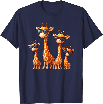 Giraffe Family Sunglasses Safari Zoo Lover Cartoon Giraffes T-Shirt