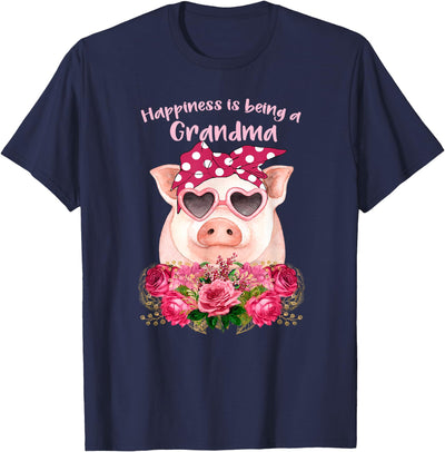 Happiness Is Being A Grandma Cute Pig Gift For Grandma T-Shirt
