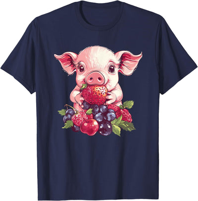 Adorable Pig With Strawberries And Berries T-Shirt
