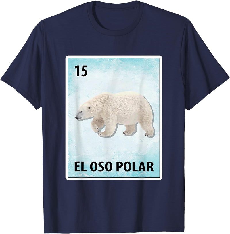 Polar Bear Mexican Tee El Oso Polar Mexican Polar Bear Cards T-Shirt - Navy Blue
