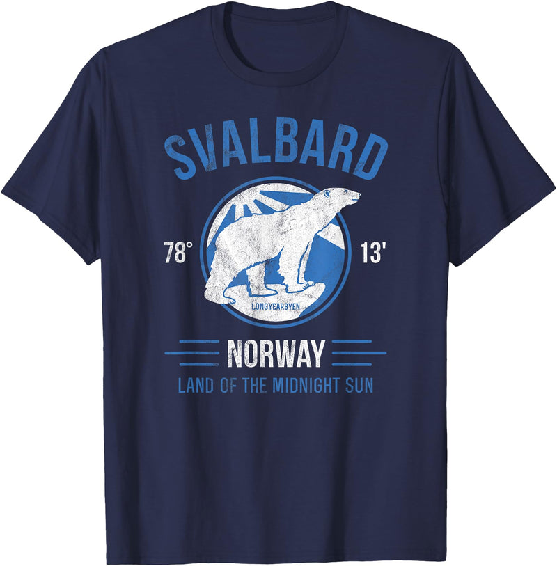 Svalbard T-Shirt Co. Svalbard Polar Bear T Shirt | Norway Northern Lights T-Shirt T-Shirt - Navy Blue