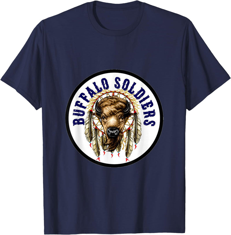 Mostly Art Stuff The Buffalo Soldiers of 1886 Dreamcatcher Art T-Shirt - Navy Blue