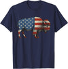 Bison American Buffalo Gifts & Apparel Stuff Bison USA American Flag Patriotic United States T-Shirt - Navy Blue
