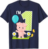 Cute Piglets Pig Barn Farm Birthday Party Supplies Pig 1st Birthday Girl 1 Year Old Birthday Cute Piglet Bday T-Shirt - Navy Blue