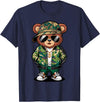 Magical and Funny Teddy Bear Gifts Hip Hop Teddy Bear Camouflage Rap Music T-Shirt - Navy Blue
