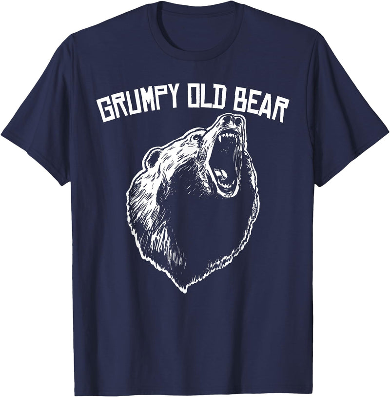Miftees Grumpy Old Man Club Grumpy Old Bear T-Shirt - Navy Blue