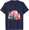 Unique Pig Lover Decor & Apparel Gifts Shop Two Loving Pigs In Love Heart Valentine's Day Pig T-Shirt - Navy Blue