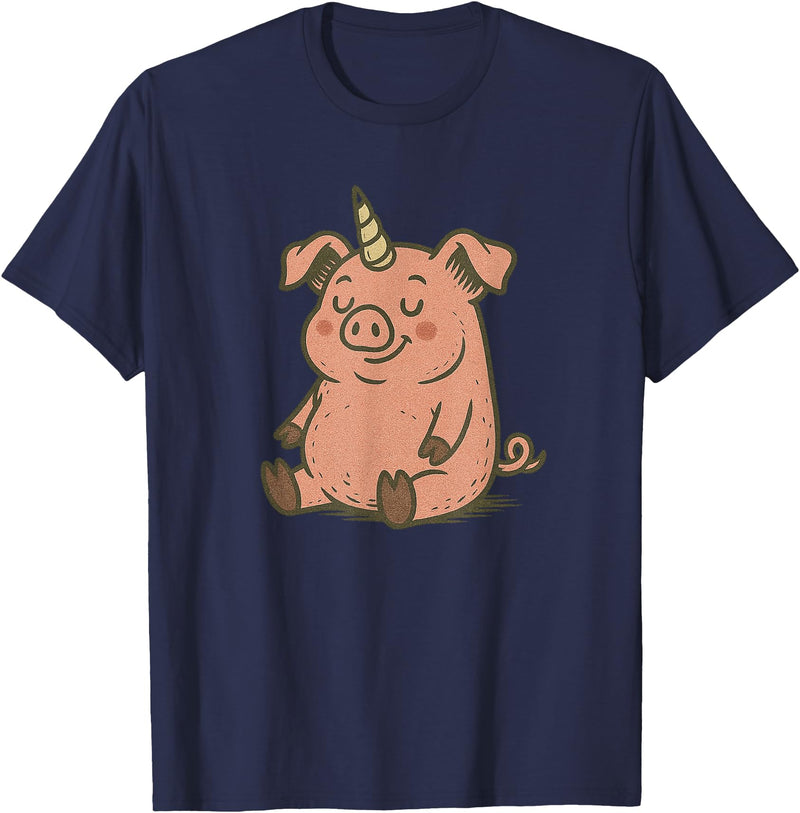 Funny Pig Outfit Unicorn Pig Costume for Funny Pigs and Unicorns Lovers T-Shirt - Navy Blue