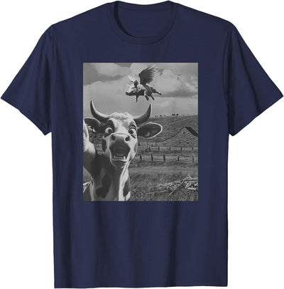 Cow Selfie With Flying Pigs Fly Funny Gift for Men Women Kid T-Shirt