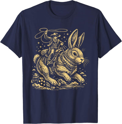 Cowboy Riding Giant Rabbit Western T-Shirt