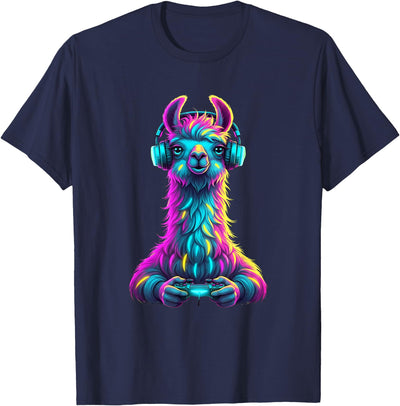 Llama Gamer Lovers Animal Men Women Kids Llama Gaming Animal Video Games Funny Llama T-Shirt