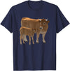Bauernhof-Tiere von CSForest Aubrac Cow and Aubrac Calf Cattle Farm Animals T-Shirt - Navy Blue
