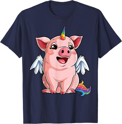Pig Unicorn Piggycorn Lover Funny Girls Women Farm Rainbow T-Shirt