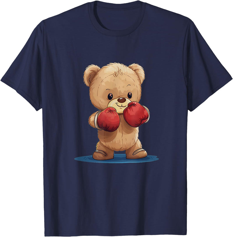 Teddy bear with boxing gloves Funny boxing Teddy bear with gloves costume T-Shirt - Navy Blue