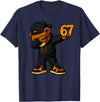 Funny Hip Hop Teddy Bear Six Seven Meme Designs Dabbing Teddy Bear 67 Meme Funny Brainrot Hip Hop Kids Boys T-Shirt - Navy Blue