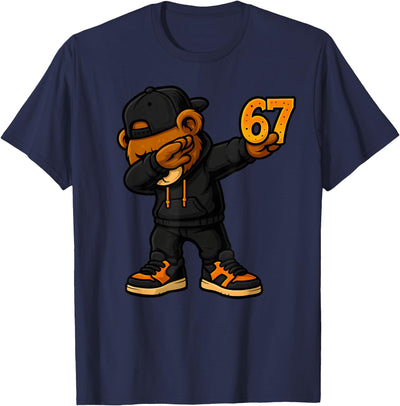 Dabbing Teddy Bear 67 Meme Funny Brainrot Hip Hop Kids Boys T-Shirt
