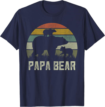 Funny Papa Bear , Cub 2 Kids Fathers Day Grandpa T-Shirt