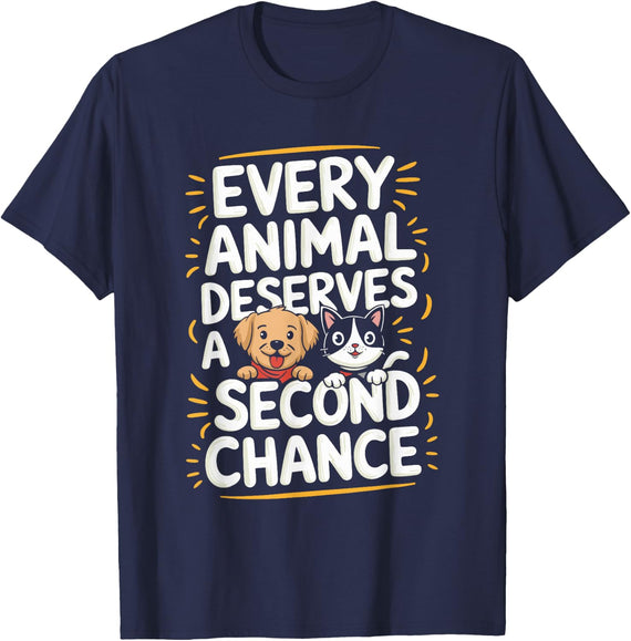 Animal Shelter Save Pet Design Dog and Cat Animal Rescue T-Shirt - Navy Blue