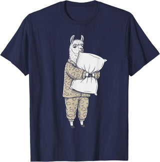 Sleeping & Napping Funny Designs For Nap Lovers Funny Sleepy Llama Alpaca Pajama Women Kids Boys And Girls T-Shirt - Navy Blue