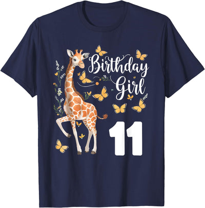 Giraffe 11th Birthday Girl 11 Years Old Giraffe Lover T-Shirt