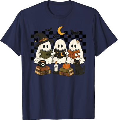 Spooky Book Club Halloween Reading Apparel Spooky Book Club Reading Ghosts Funny Halloween T-Shirt