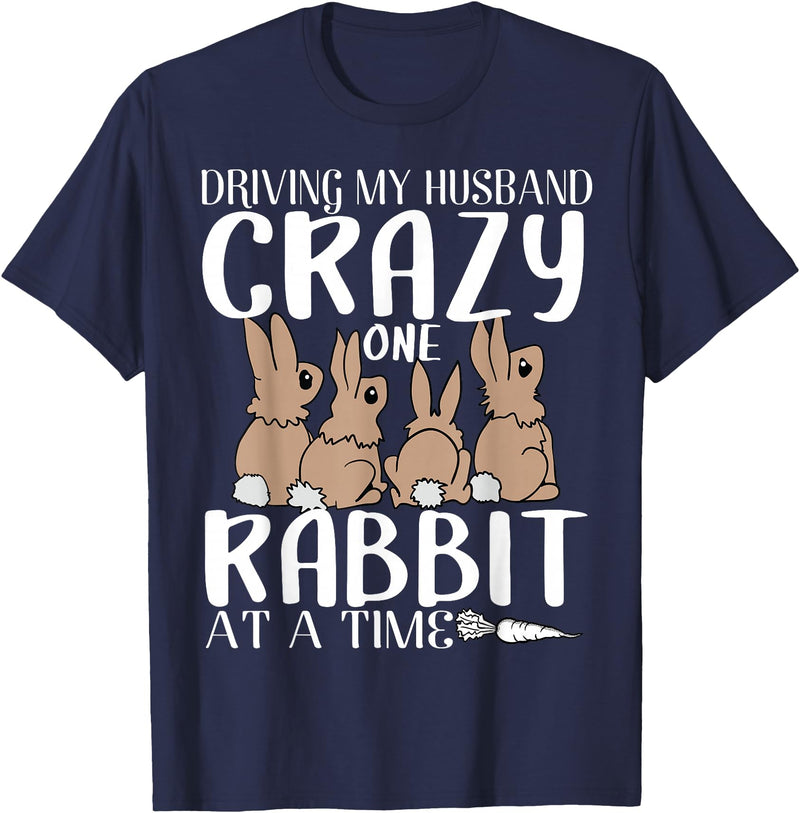 Funny Rabbits Gift Crazy Rabbit Lovers One Rabbit T-Shirt in Navy Blue