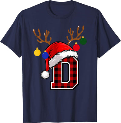 Cow Name Initial Buffalo Plaid Alphabet Monogram T-Shirt