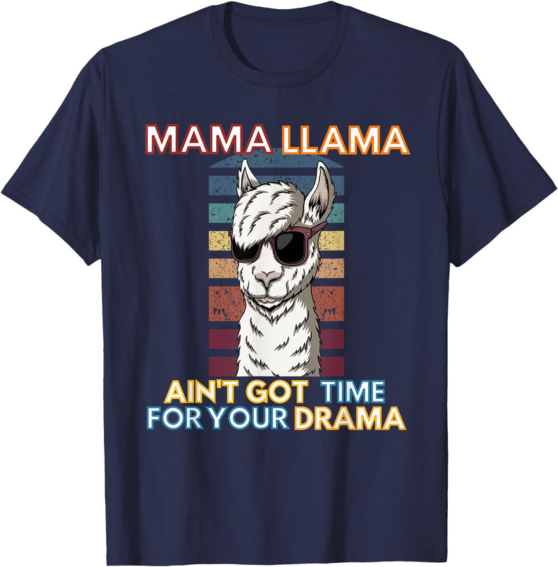 Mama Llama Designs Mama Llama Mom Funny Saying Cute Design For Men Women Kids T-Shirt - Navy Blue