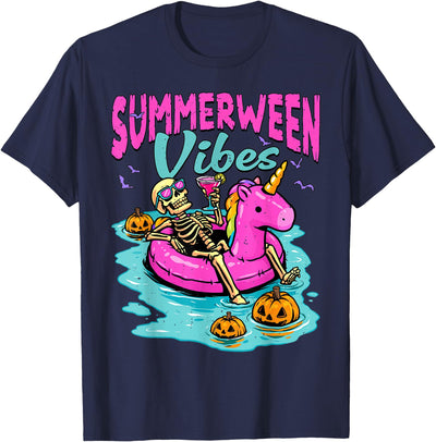 Summerween Shirt Summer Vibes Men Women Kids Summerween Summer Vibes Spooky Skeleton for Men Women Kids T-Shirt