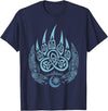 Bear Paw Viking Valhalla North Myths Celtic Symbols T-Shirt - Navy Blue