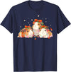 Guinea Pig Christmas Clothing Guinea Pigs Tangled Up In Christmas Lights Guinea Pig Lover T-Shirt - Navy Blue