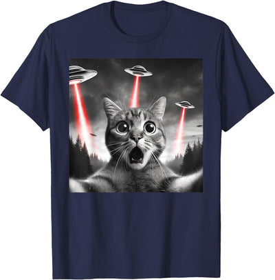Cat Alien Ufo Selfie Alien Cat Selfie with UFO T-Shirt