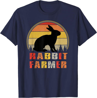 Rabbit Farmer Retro Sunset Silhouette T-Shirt