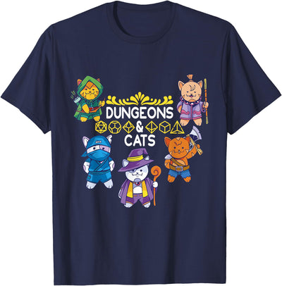 Funny Cats Tabletop Appareal Wizard Cat RPG Fantasy Role Play Gamer Dice D20 Men Women Girls Kids T-Shirt