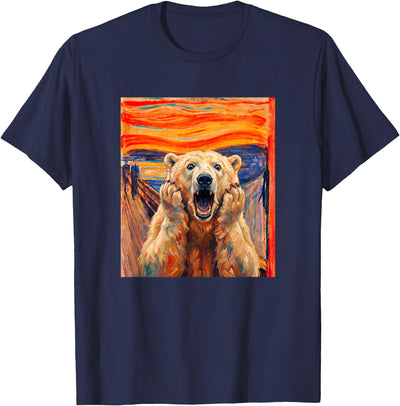 The Scream Art Funny Polar Bear Meme T-Shirt