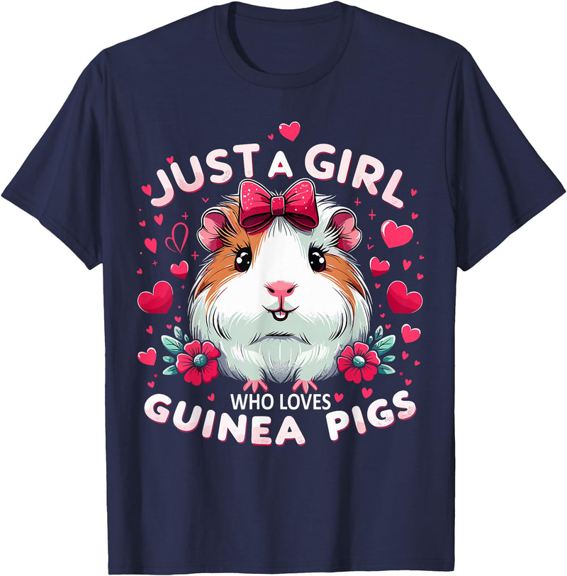 Cute Guinea Pig Gifts Just A Girl Who Loves Guinea Pigs Lover Mom T-Shirt - Navy Blue