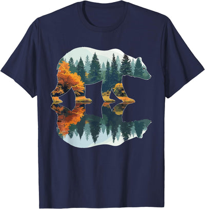 Trees Wildlife Reflection Nature Bear Outdoor Forest T-Shirt