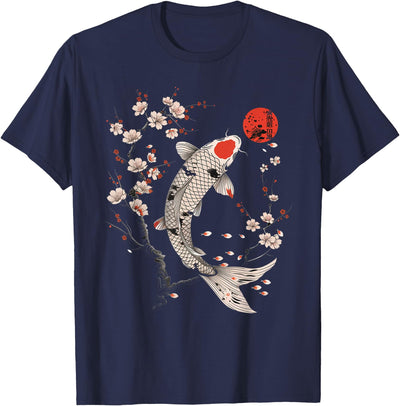Japanese Koi Fish Lotus Flowers Vintage Art Japan T-Shirt