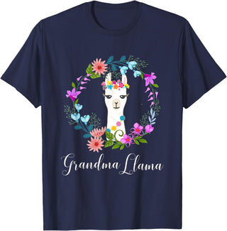 ALPACA FANS, LAMA LOVERS DESIGNS Cute Grandma Llama for Alpaca Fans T-Shirt - Navy Blue