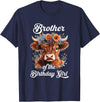 Brother Highland Cow Birthday Girl Brother Of The Birthday Girl Highland Cow Farm Family T-Shirt - Navy Blue