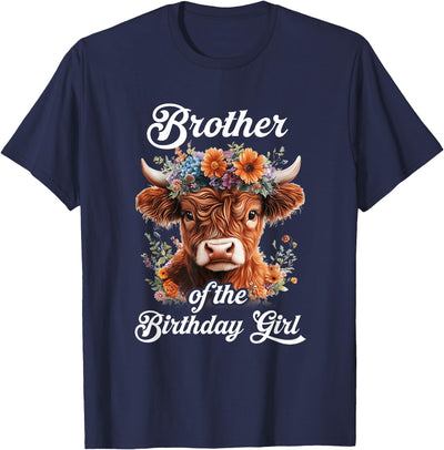 Brother Highland Cow Birthday Girl Brother of the Farm T-Shirt