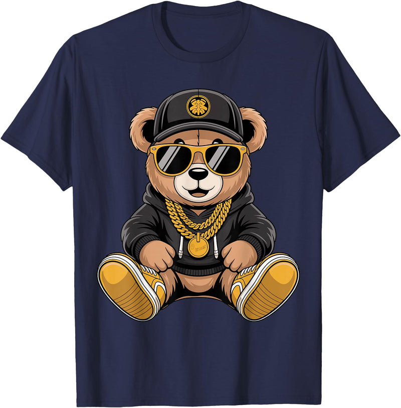 Magical and Funny Teddy Bear Gifts Cool Teddy Bear Hip Hop T-Shirt - Navy Blue