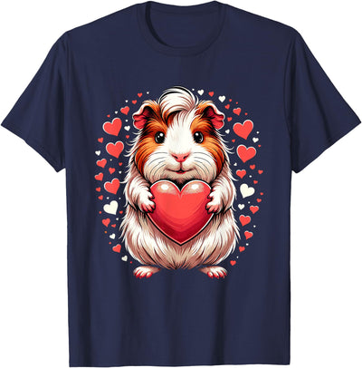 Guinea Pig Holding Heart Valentine's Day Cute Valentine T-Shirt