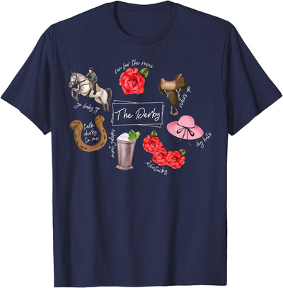 Horse Racing Derby Day Men Women Kids Gifts Horse Racing Doodles Derby Day Funny Silks Jockey T-Shirt