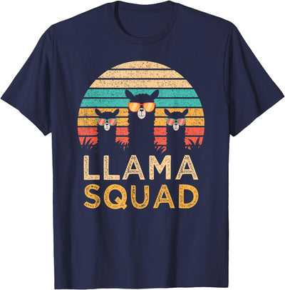 Llama Squad With Glasses Funny Funny Llama Squad Sunglasses Cool Llamas Vintage Gift T-Shirt