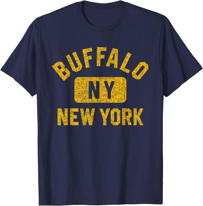 Cow Buffalo Ny Buffalo New York Gym Distressed Amber T-Shirt
